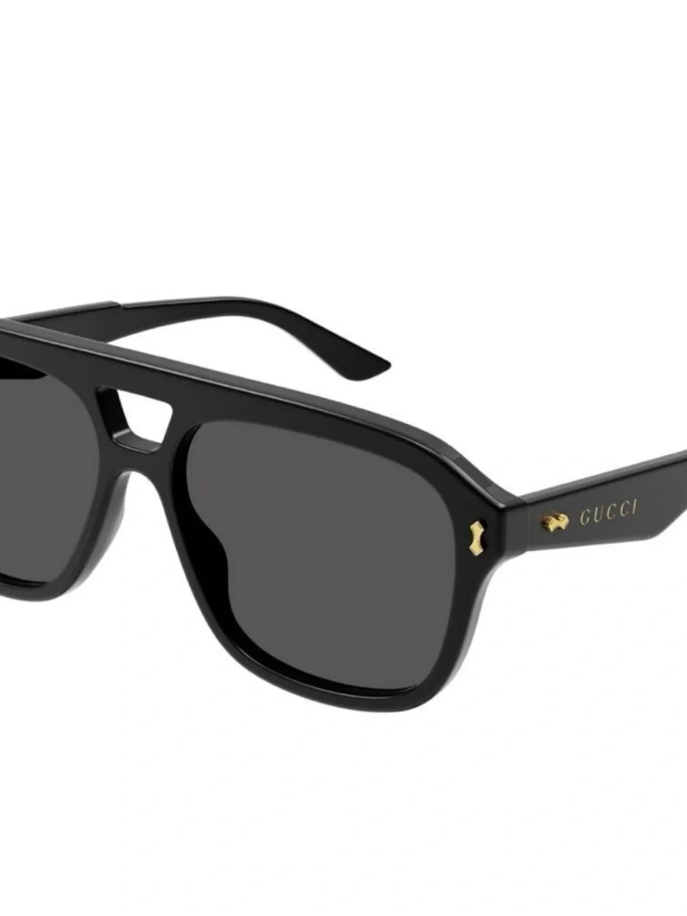 Gucci Men's Black Sunglasses with Gold Detail